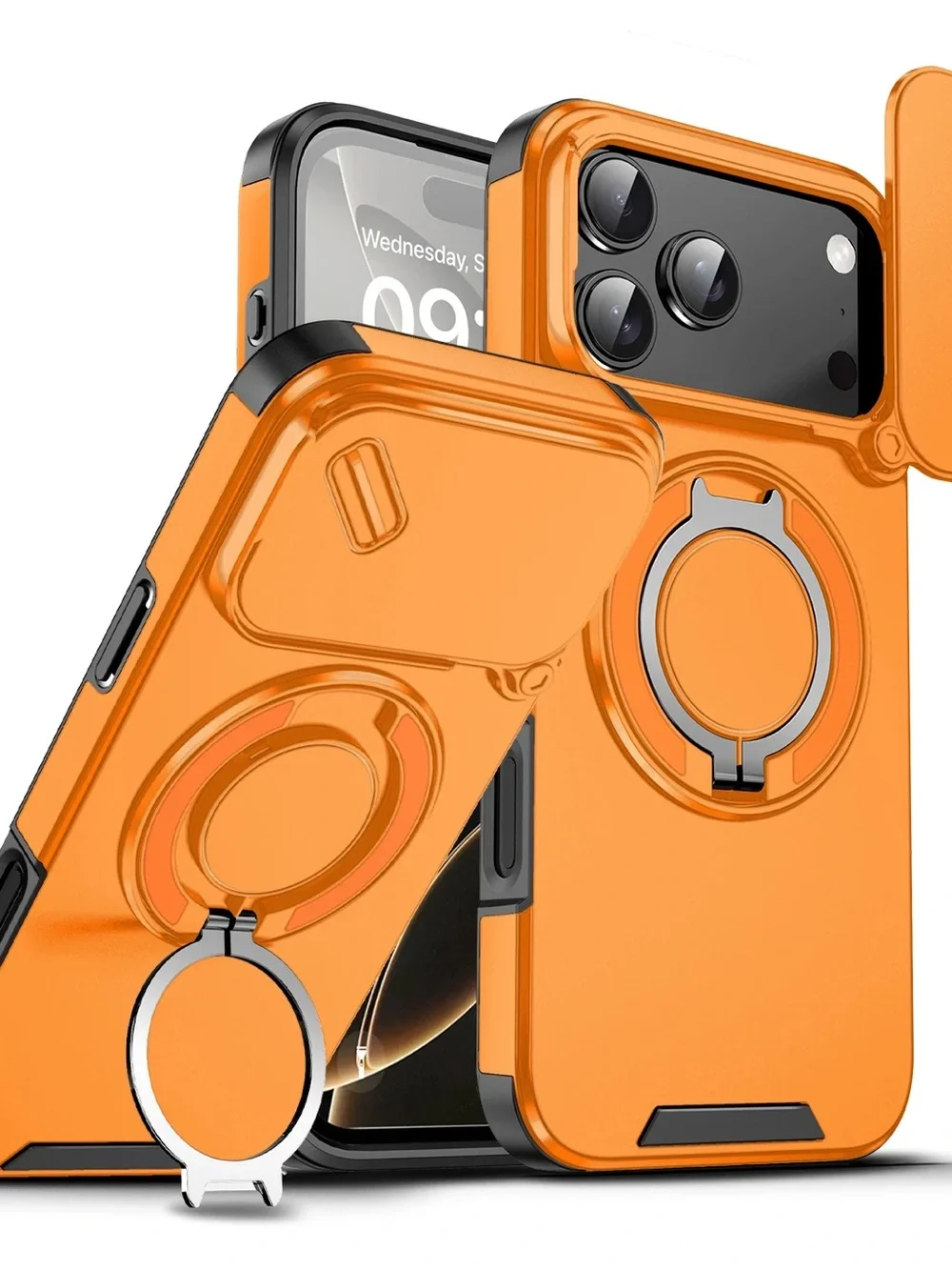 Magnetic Car Mount Ring Phone 17 pro max Case - Orange